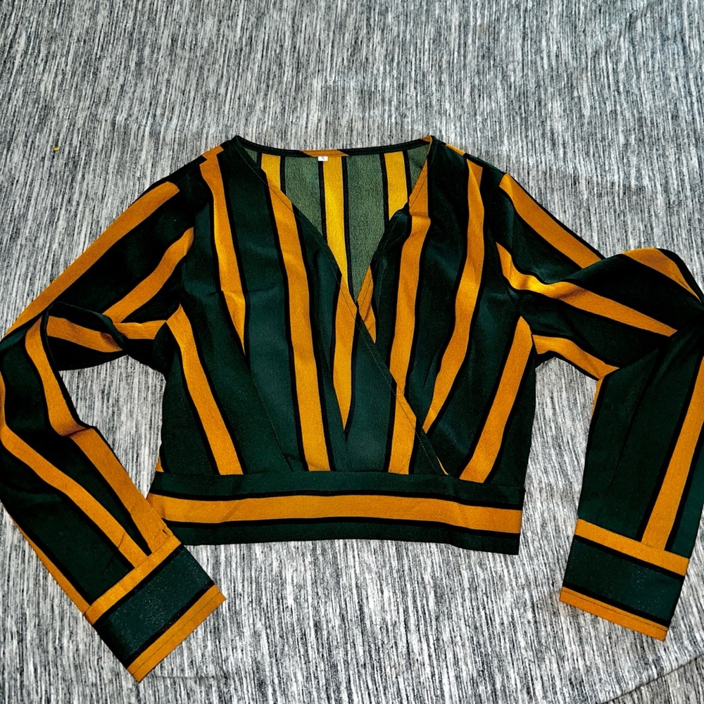 Striped Green and Gold Women's Top